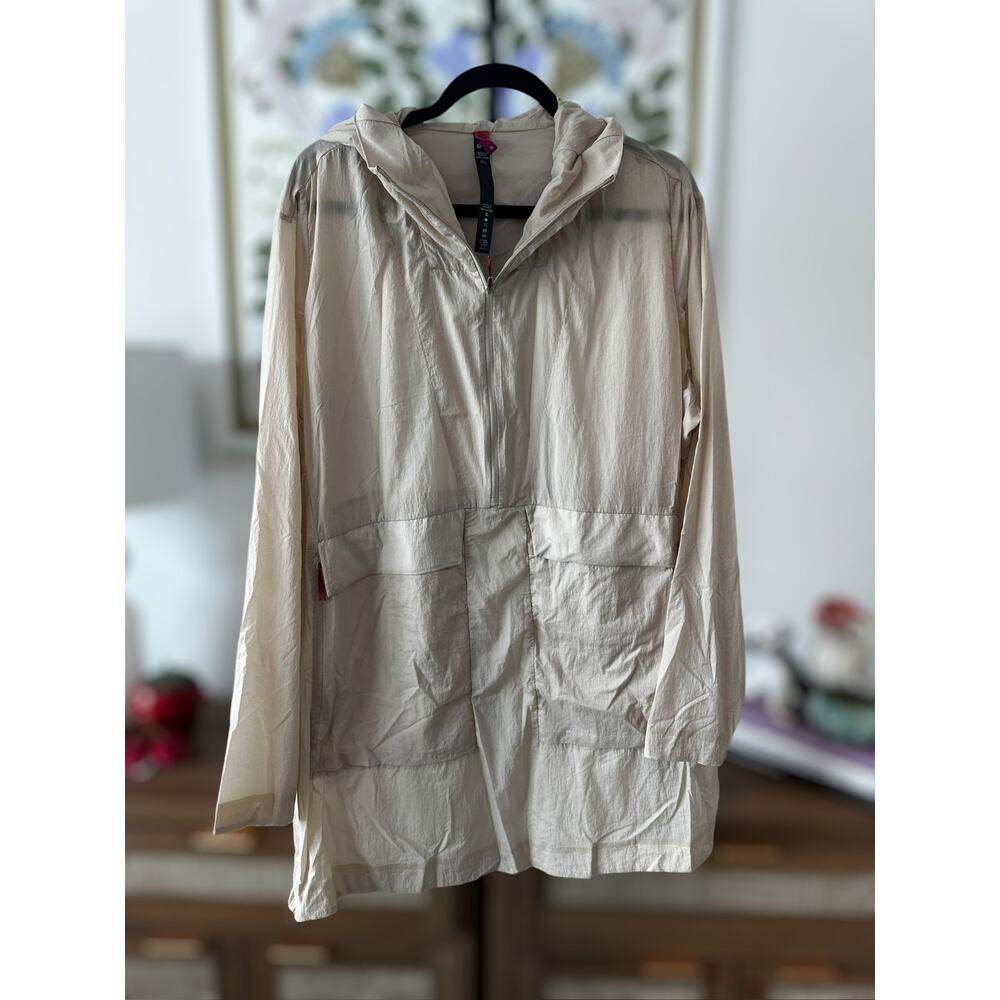 Lululemon Lab Mens Packable Lightweight Hooded Anorak 1/2 Zip Tan Size Large